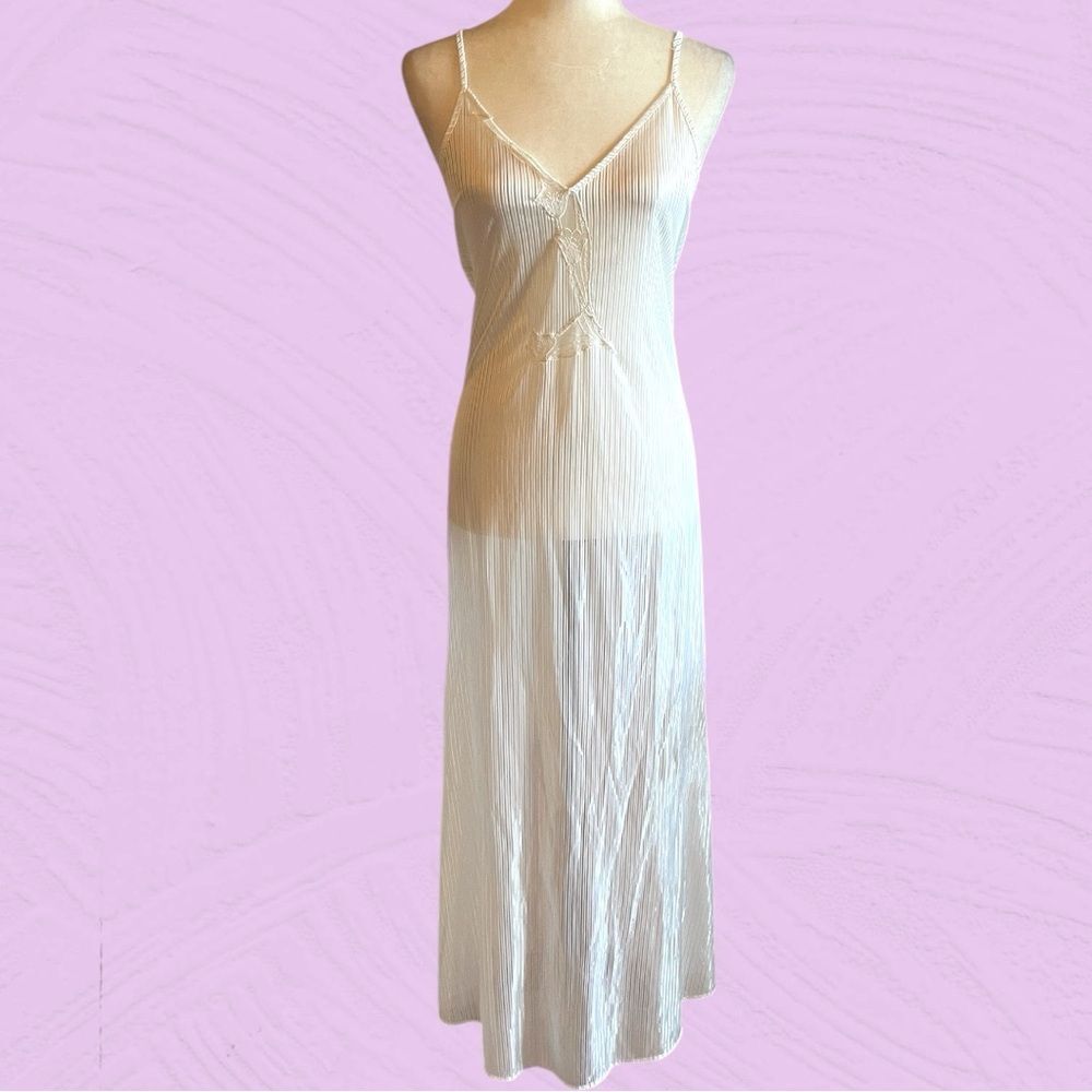 Vintage white nylon maxi slip dress